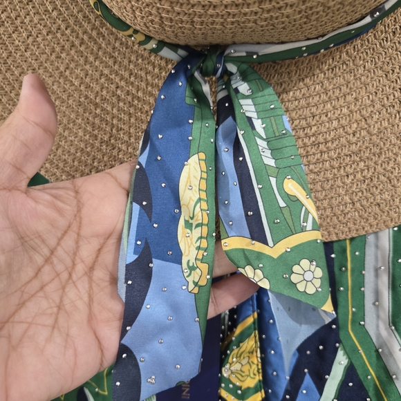 NWT Adrienne Vittadini Kimono & Hat Cover up 2pc Set Rhinestones Luxury Summer - Picture 6 of 11